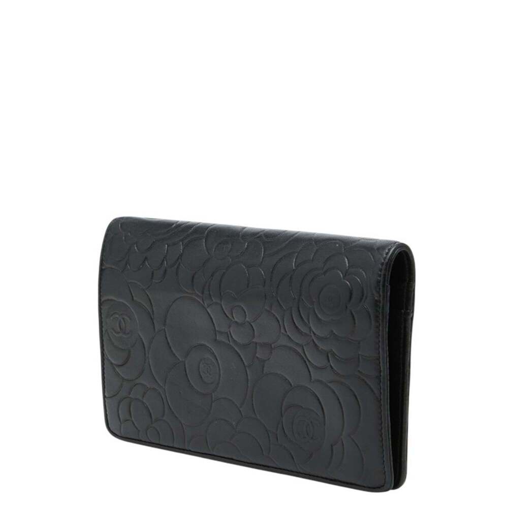 CHANEL Black Lambskin Leather Logo Wallet - Picture 2 of 11